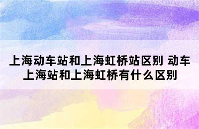 上海动车站和上海虹桥站区别 动车上海站和上海虹桥有什么区别